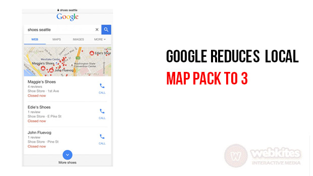 Google reduces  local map pack to 3