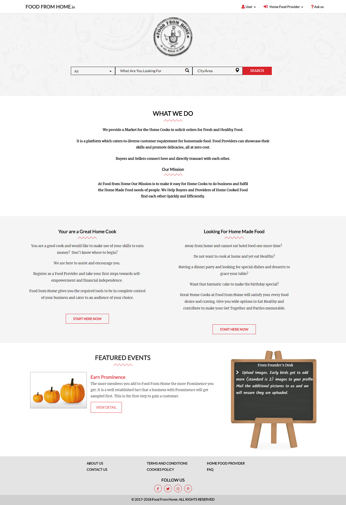 Dynamic websites for food from home