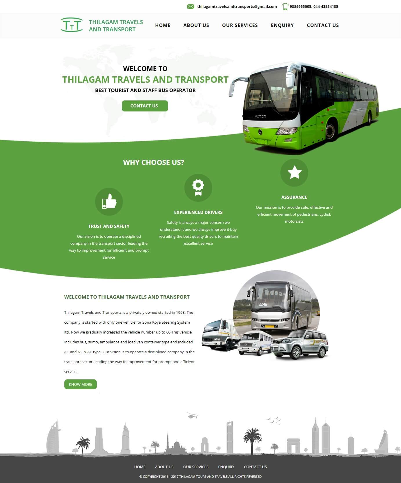 Static website for Thilagam Travels and Transports