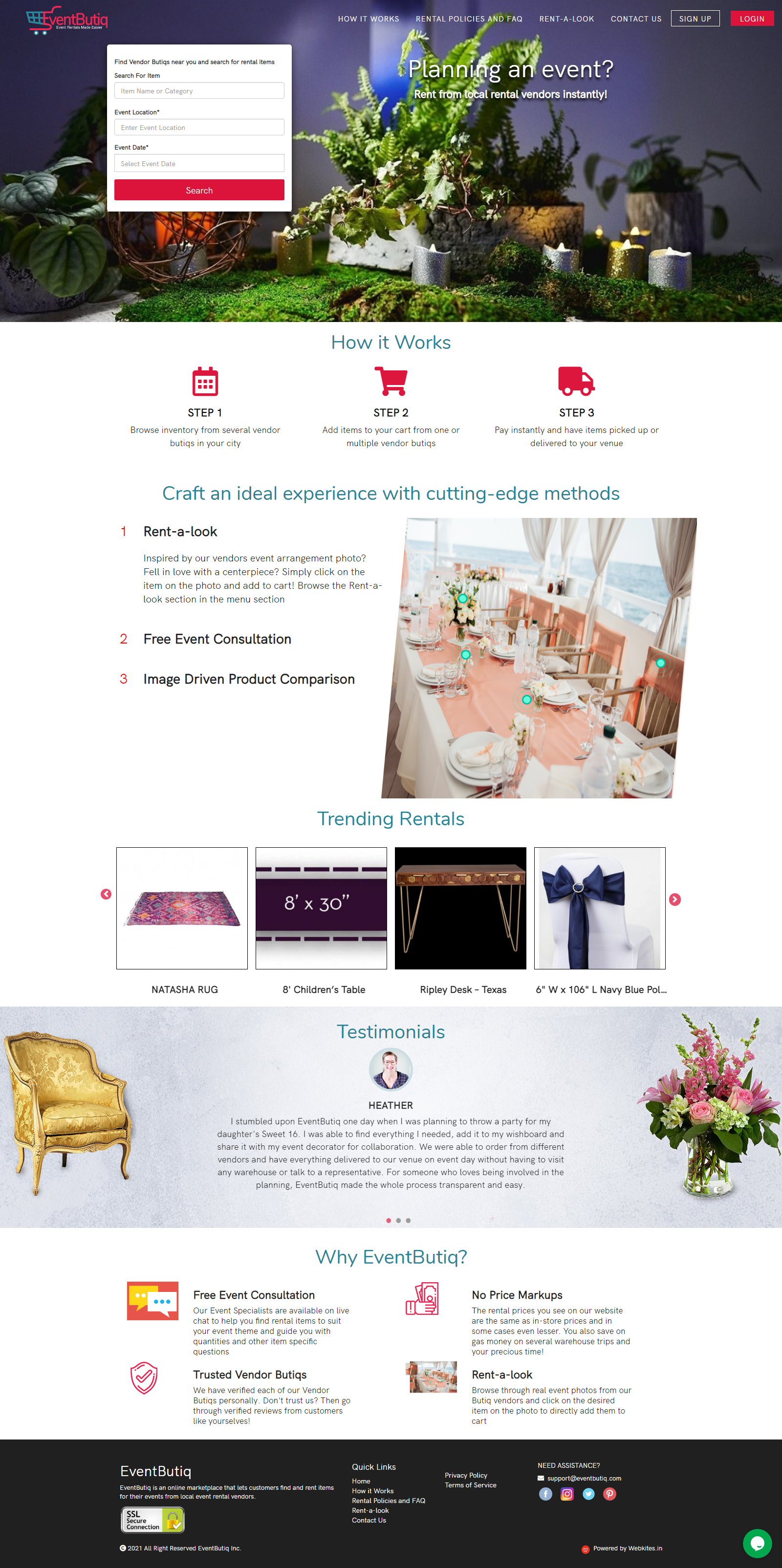 website development work for eventbutiq